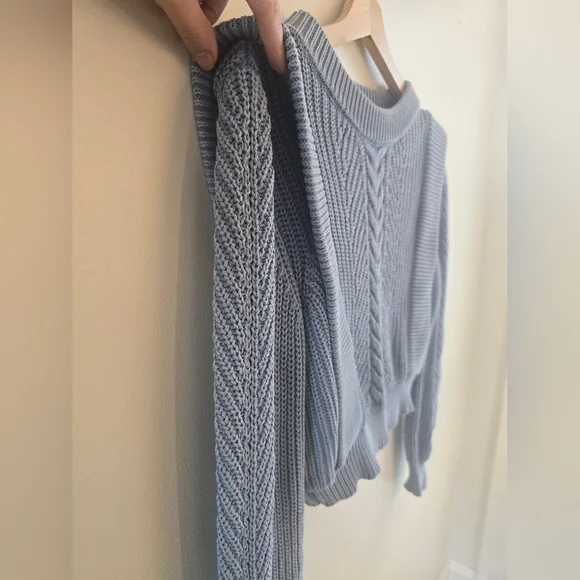 Sky Blue Cable Knit Sweater - Picture 4 of 5